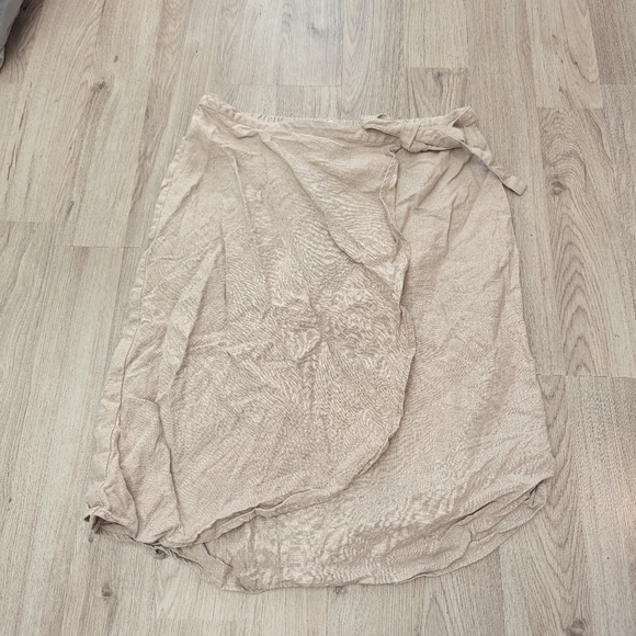 Garnet hill wrap tanlinen skirt size 14 - Picture 1 of 11